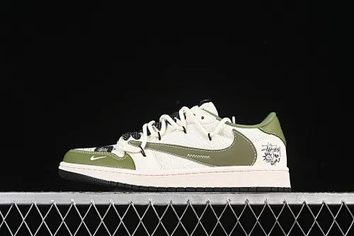 All categories Air Jordan Jordan series basketball shoes Air Jordan 1 Low High-end customized low-top sneakers Travis Scott x Fragment Design x Air Jordan 1 Low OG SP AJ1 Stussy co-branded green linen drawstring low-top cultural casual sneakers DM6868-104